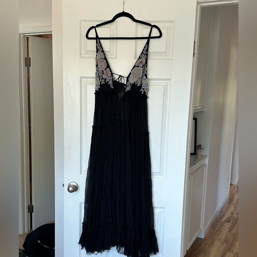 Never worn - Free People Black Fringe Detail Dress